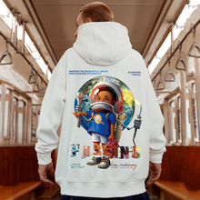 美式潮牌高街大码男装加肥加大连帽卫衣男外套加绒加厚秋冬款潮