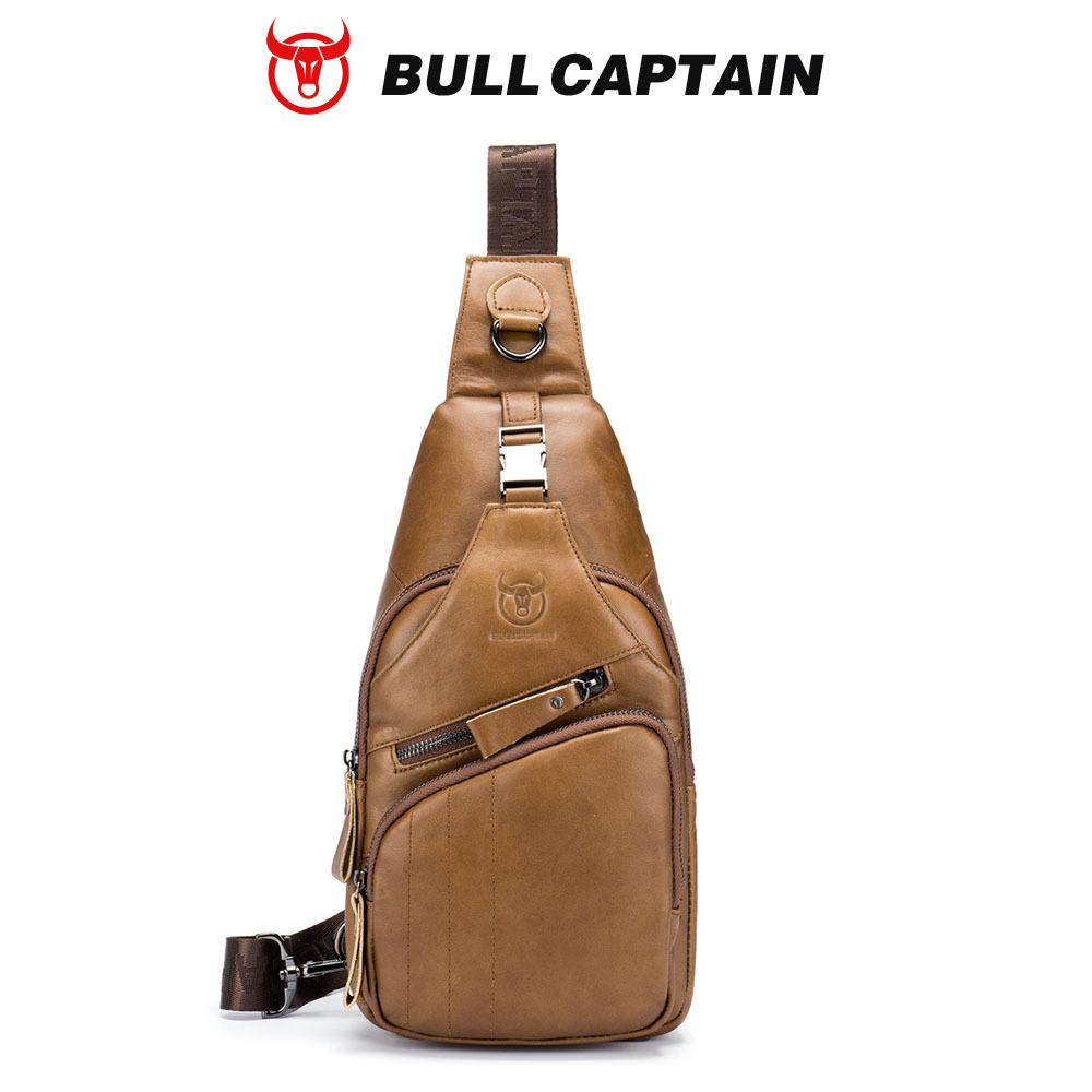 Captain Niu's High-End Guangzhou Leather Shoulder Crossbody First-Layer Cowhide Men's Chest Bag Genuine Leather Tablet iPad Mobile Phone Bag