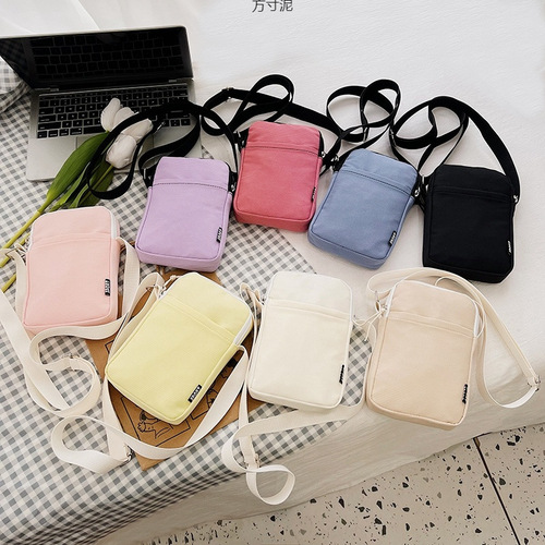 Women's Single Shoulder Bag, Sweet Crossbody Mini Small Bag, Korean Style, Versatile Zero Wallet, Vertical Handheld Canvas Factory