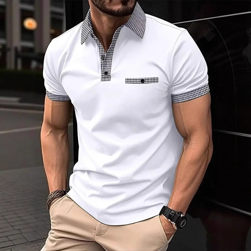 Summer cross-border fashion 3D digital printing new European and American lapel men's loose casual short sleeve button POLO shirt