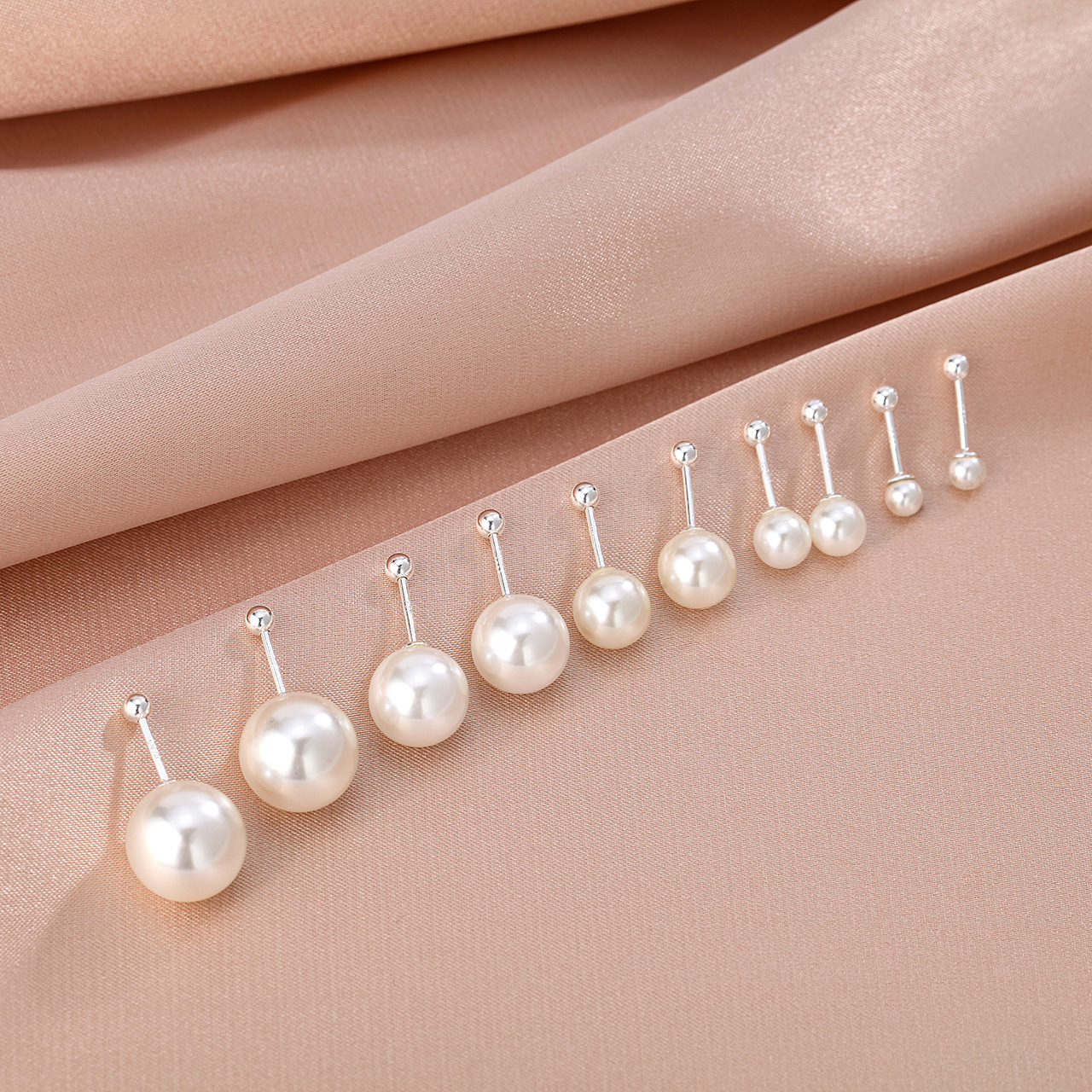 Fashion Geometric Sterling Silver Plating Artificial Pearls Ear Studs 1 Pair display picture 4