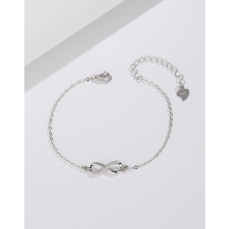 S925 plata esterlina Bucle infinito pulsera de 8 palabras hembra verano fresco dulce transfronterizo moda europea y americana pulsera de novias a juego