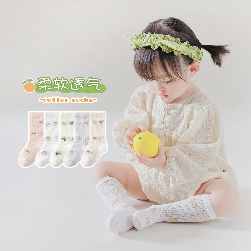 Summer children's mosquito repellent, cartoon thin breathable hairpins, knee socks for early age, 23 years, mid-length