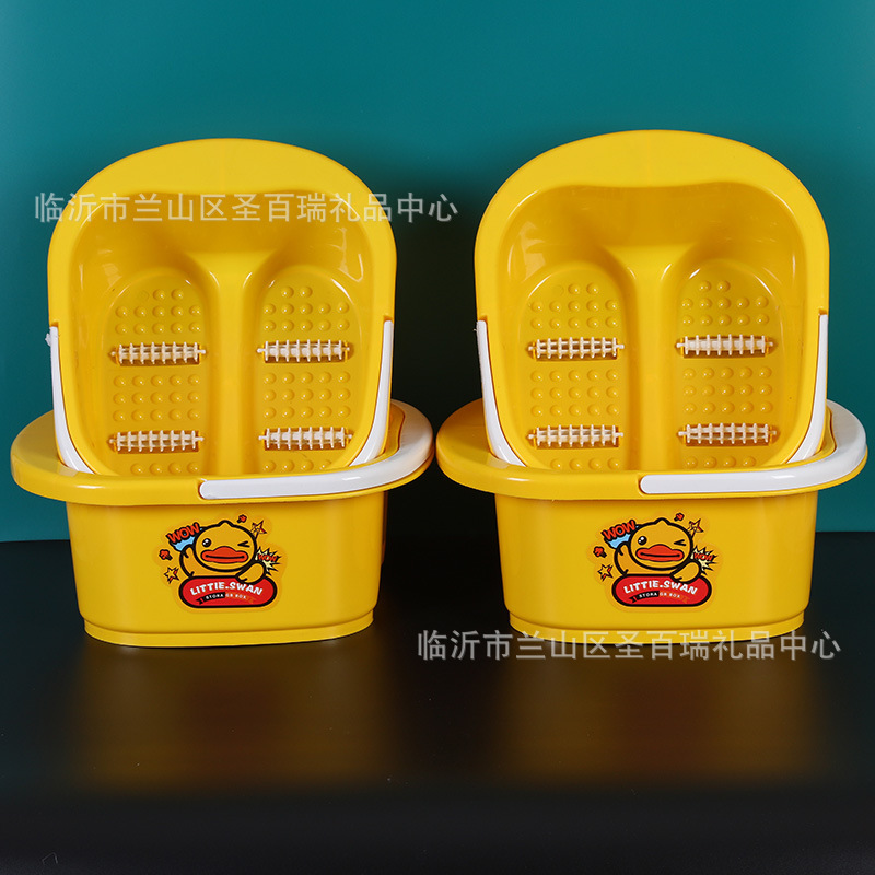 在庫あり卸売 小さな黄色いアヒル型フットバス 家庭用マッサージ足湯桶 四輪付き携帯足湯桶 広告 疲労緩和|undefined