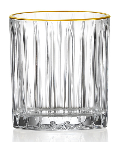 Light luxury gold edge vertical strip large whiskey lead-free glass cup home red wine and strong beer glass water cup set