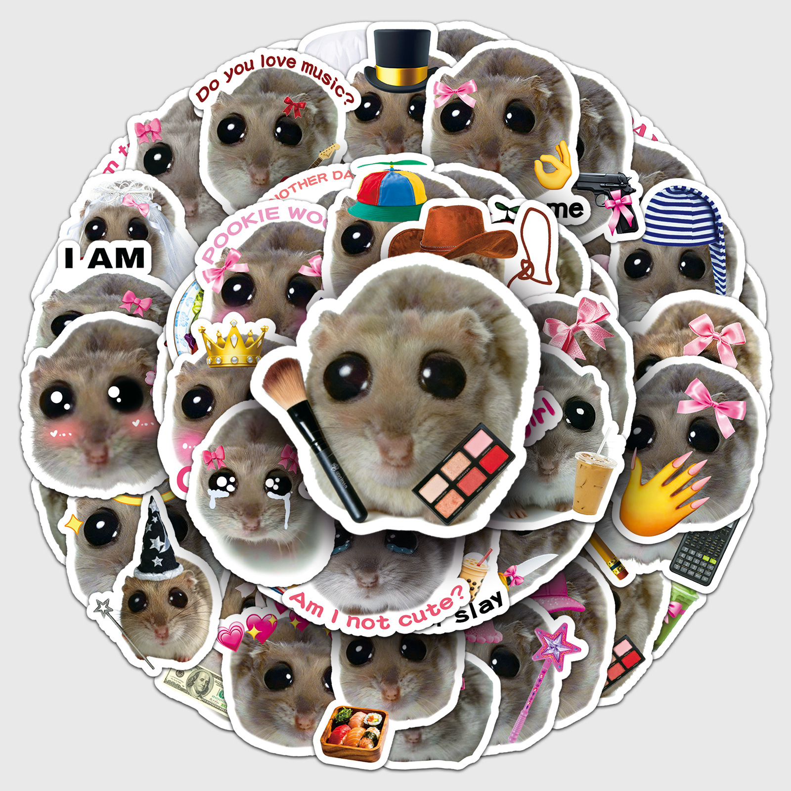 50 Sad Hamster Stickers Funny Hamster Expression Pack Big Eyes…