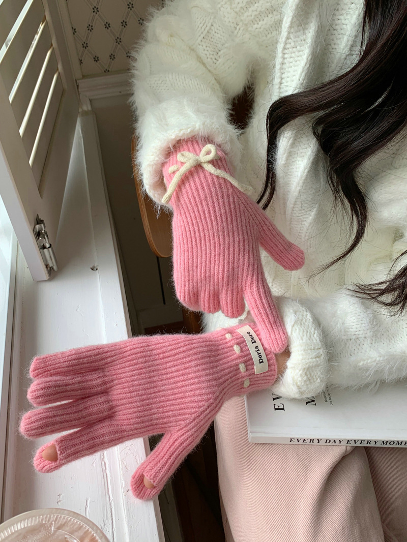 Women's Preppy Style Sweet Solid Color Gloves 1 Pair display picture 4