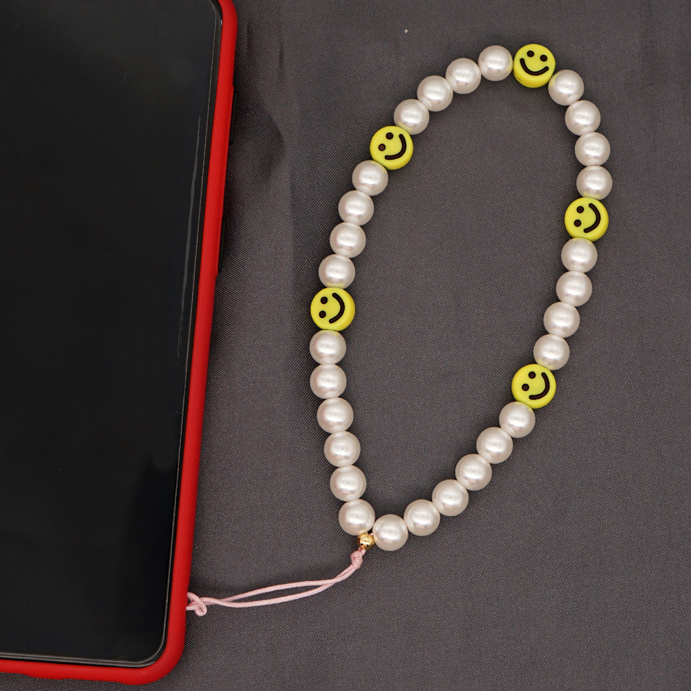 Bohemian Smiley Face Pearl Beaded Short Mobile Phone Lanyard display picture 5