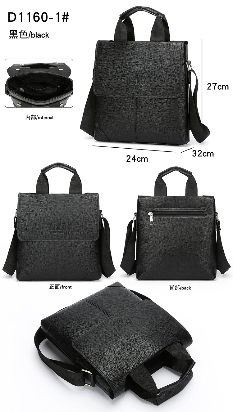Cross-border men's single-shoulder bag, business commuting men's bag, trendy and fashionable vertical backpack, solid color student computer handbag details Picture