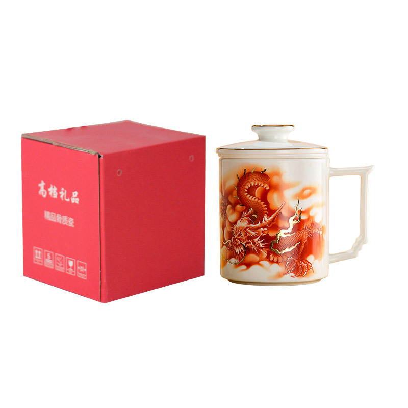 Taza de porcelana de hueso taza de separación de té taza de cerámica taza de porcelana con filtración taza de regalo taza de regalo logotipo personalizado