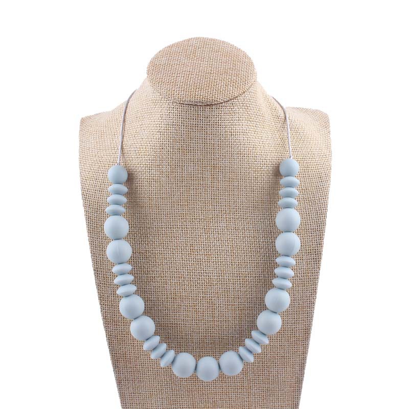 Nuevo bebé molar silicona mordedor collar masticable colgante creativo DIY cuentas redondas espaciador cuentas collar de cuentas