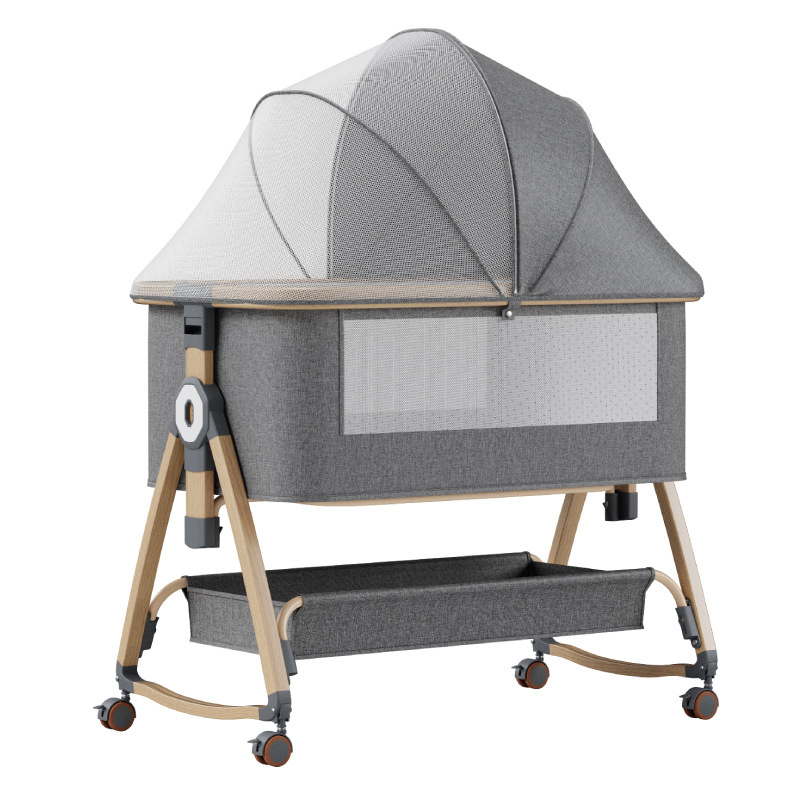 Cama BB portátil móvil con mosquiteros, cuna para bebés recién nacidos, cama de madera, cuna para bebés, mascota