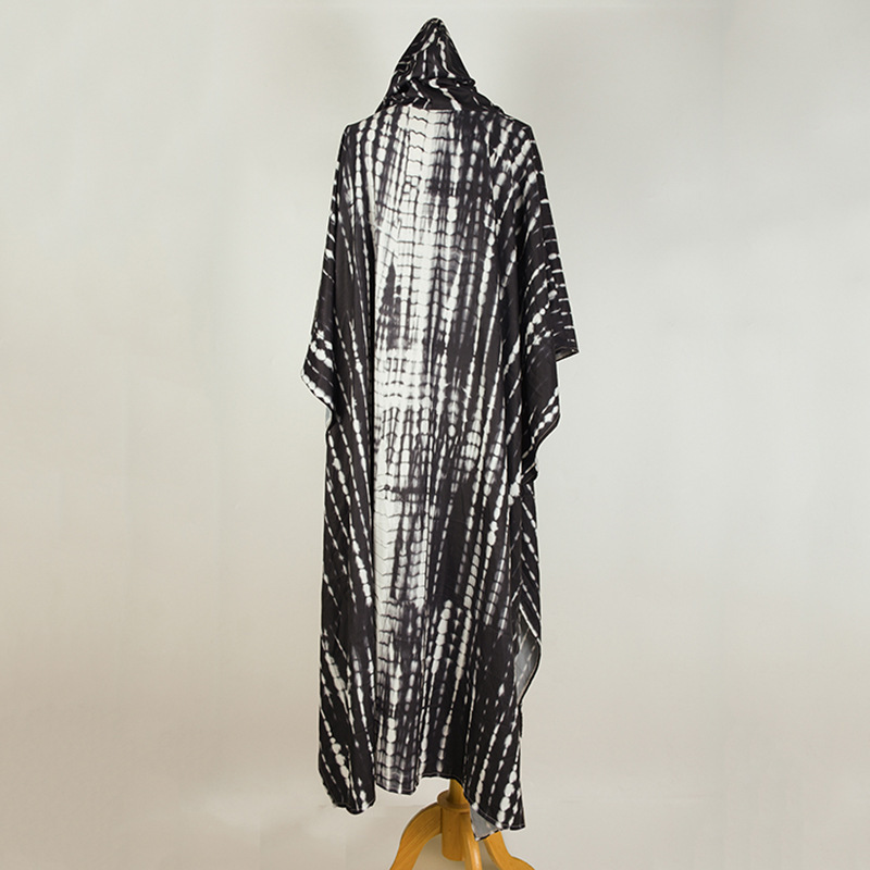 Rayon Water Print Bikini Cover up Loose Dress Sexy Cardigan Beach Sun Protection Shirt European American Style Women's Clothing Swimwear_ecoleips.com