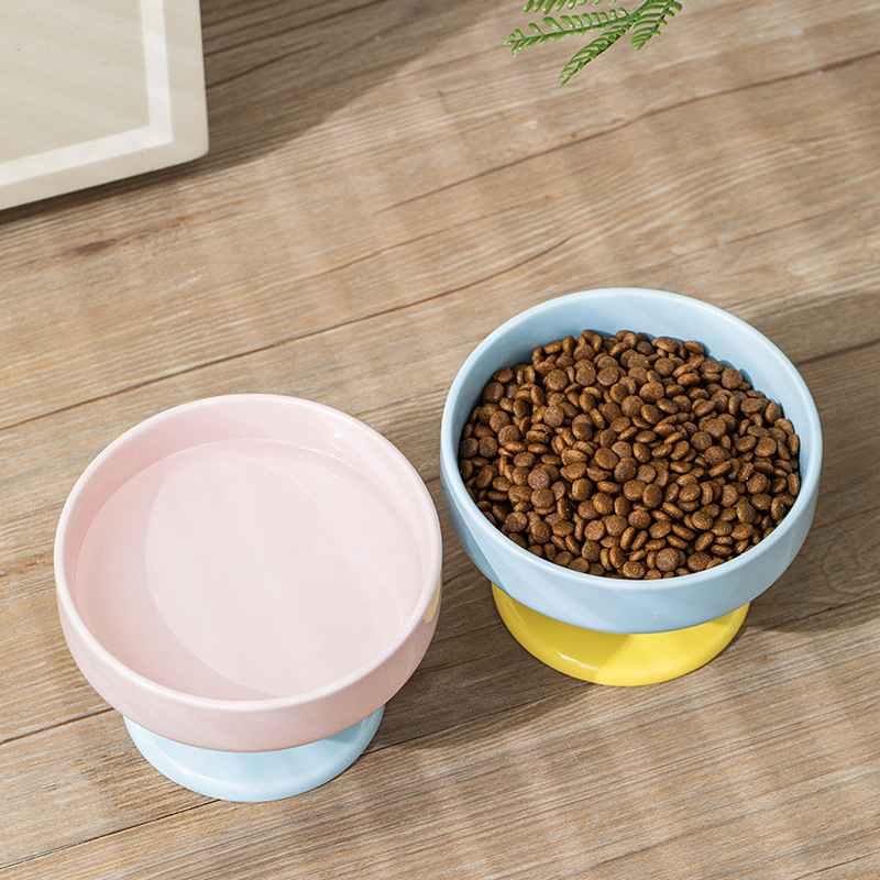 Tacos de cerámica para mascotas de patas altas para gatos, tacos para perros de alto valor de protección de la columna cervical, tacos de comida para gatos de gran calibre, tacos de arroz para gatos macarrones