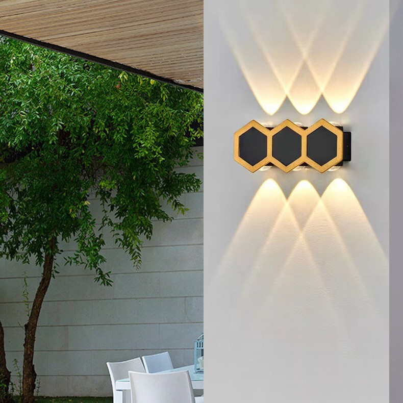 Outdoor Honeycomb Hexagonal Villa Courtyard Exterior Wall Lamp Garden Bedroom Courtyard Balcony Aisle Stair Wall Lamp