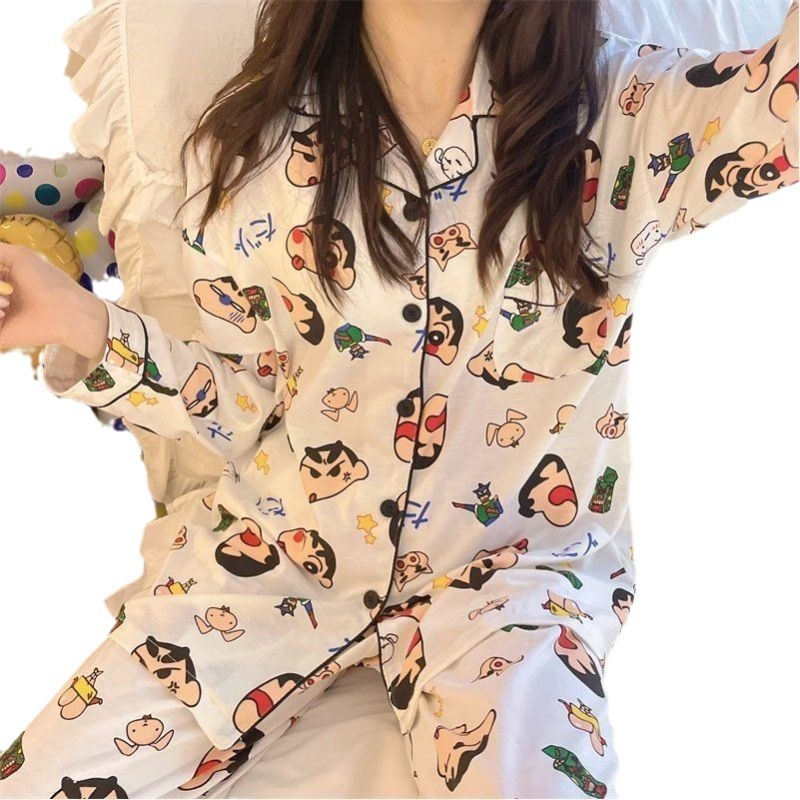 El otoño y el Invierno de manga larga nuevos pijamas las mujeres crayón Xiaoxin lindo estilo Coreano dibujos animados desgaste del hogar otoño Sudeste Asia Al Por Mayor