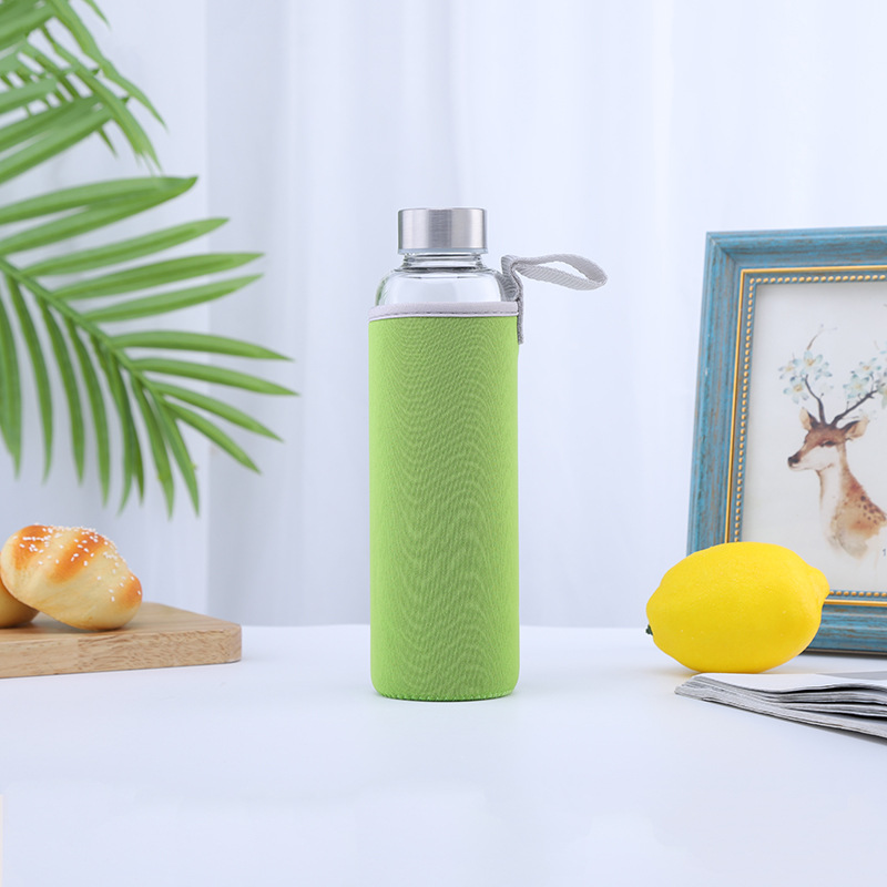 Comercio exterior nuevo vidrio de una sola capa deportes al aire libre taza de agua coche de gran capacidad caja de silicona portátil botella de agua regalo