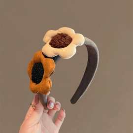 韩版花朵发箍女2024新款洗脸压发发卡秋冬高颅顶神器冬季海绵头箍