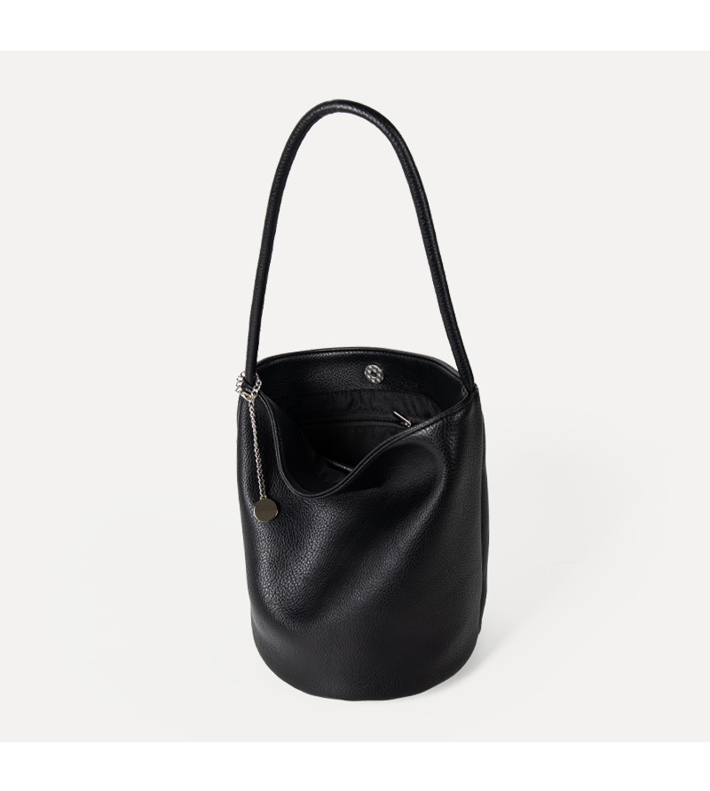 Shoulder Bucket Bag In Soft Leather Large Capacity Handbag_voghion.com