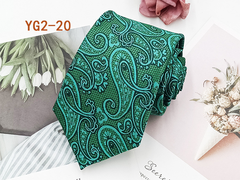 Corbata informal de negocios para hombre, en stock de fábrica, estilo nuevo atado a mano, diseño paisley, jacquard de poliéster y seda, 8 cm