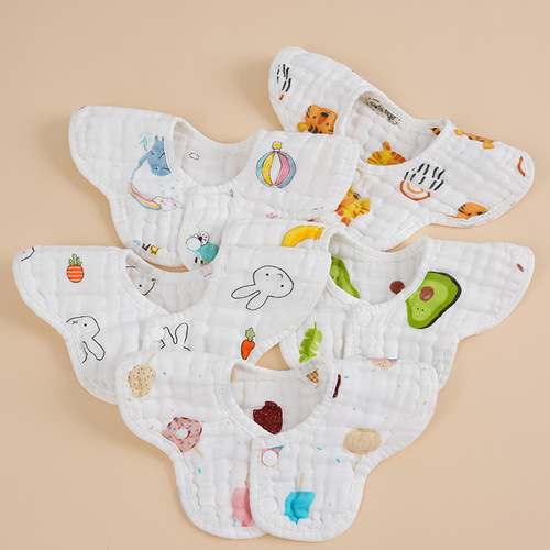 Baby Bibs Infant Saliva Towel Gauze 8 Layers Pure Cotton Newborn Waterproof Bib Children Petal Bib Baby Supplies 