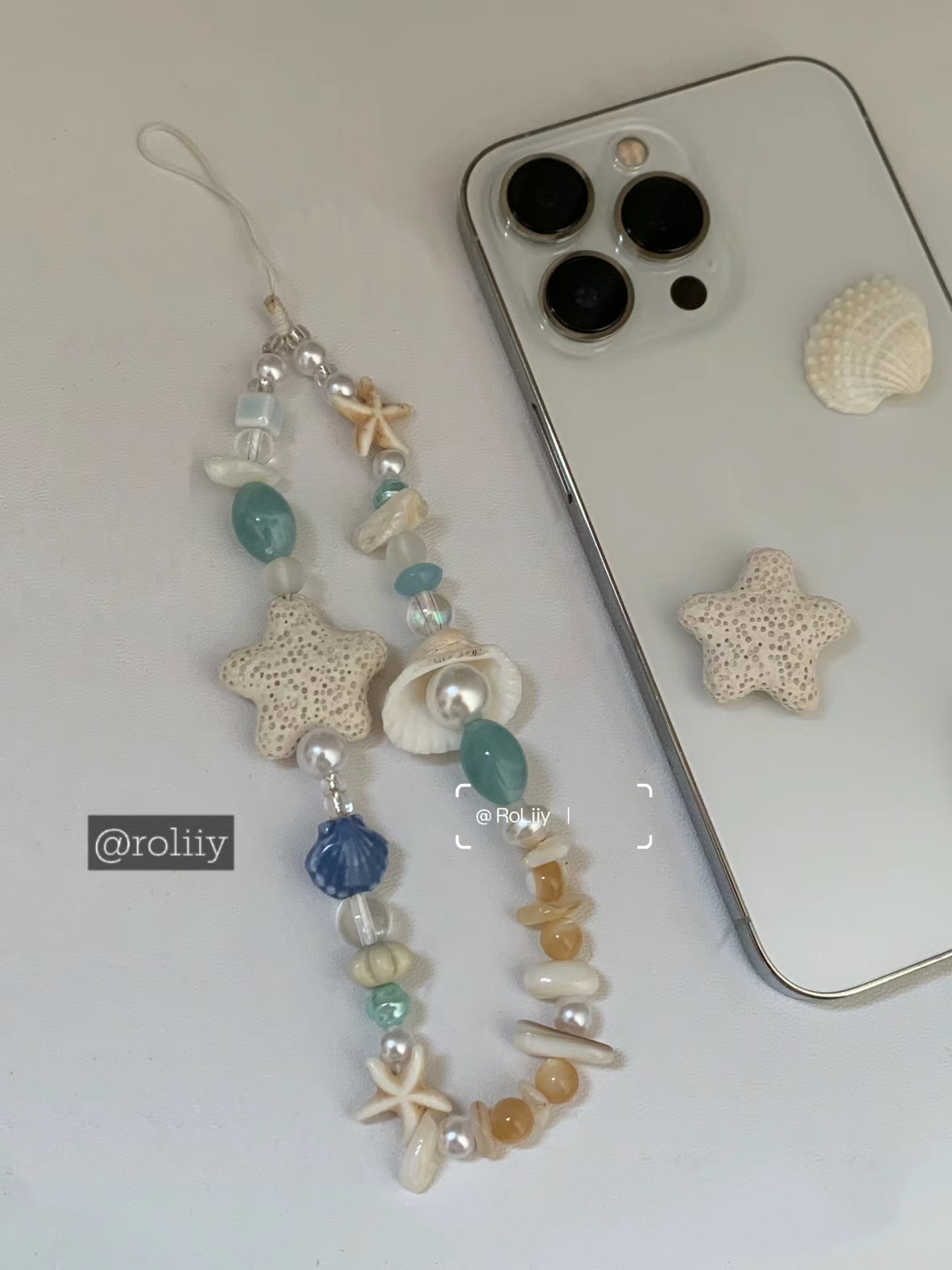 Marine Style Style Marine Style Starfish Shell PVC Beaded Mobile Phone Chain