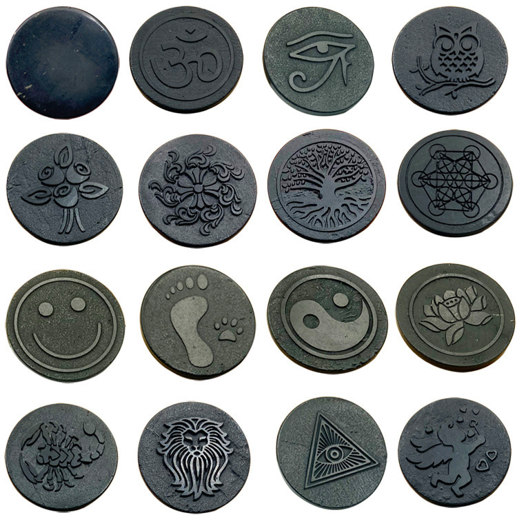 Russian Shungite Subgraphite Mobile Phone Sticker Antique Antique Carved Pattern Round Tablet PC Decorative Sticker