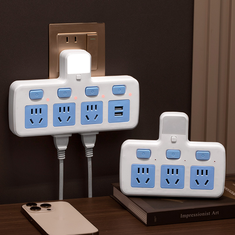 16A/10A一转多转换器插排小夜灯无线边插排插USB多孔新国标插线板
