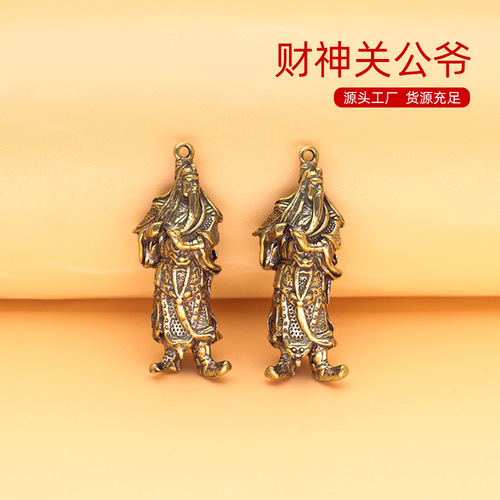 New Year God of Wealth Buddha Figurine Keychain Pendant Hand-carved Decorative Item Feng Shui God Statue Small Gift Gift Wholesale