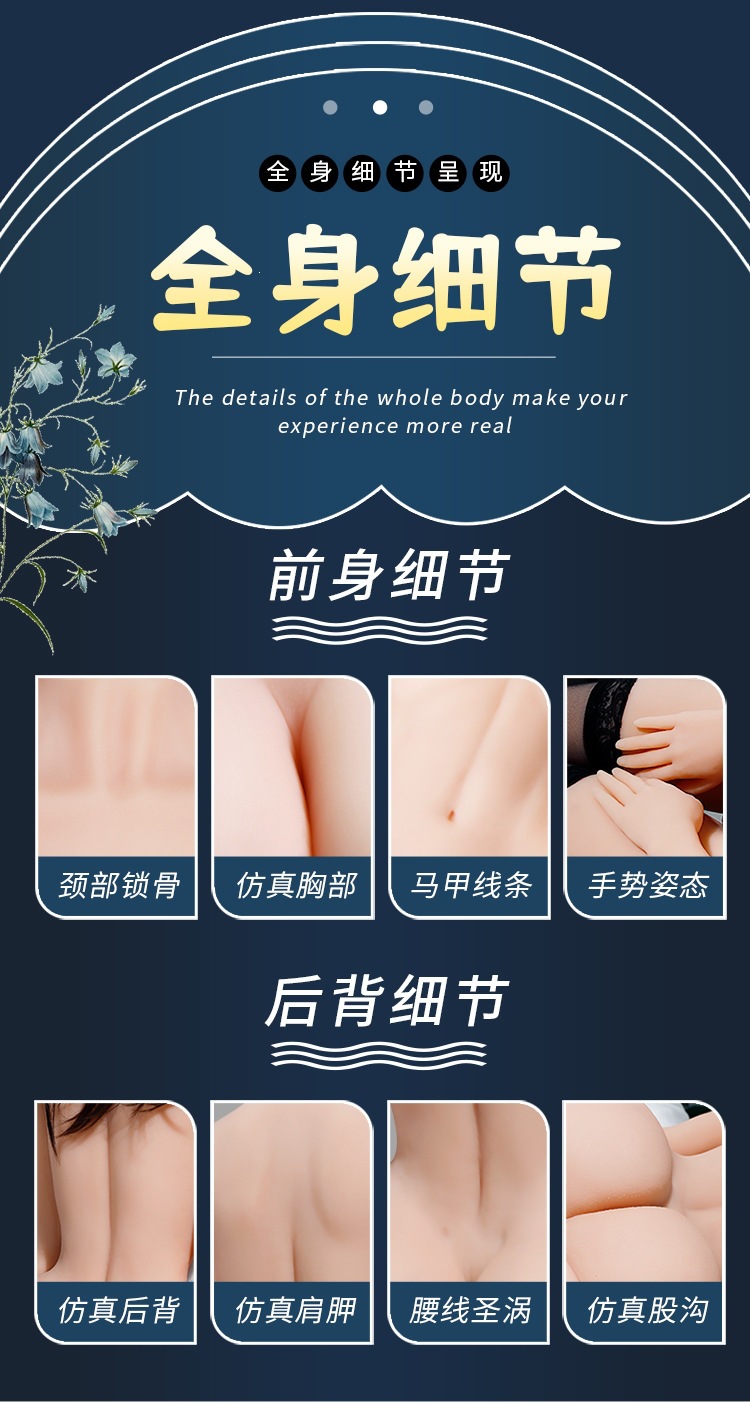 Jiuai Half-Body Doll Airplane Cup Manual Masturbation Device for Men, TPE, Flesh — detail image 2