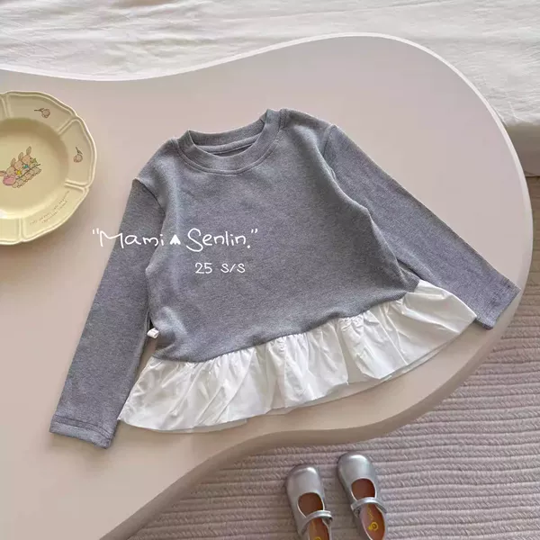 Lace long T-grey