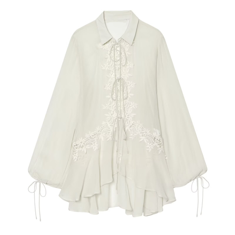 Myst&Za Women's Clothing 2026 Autumn New Fashionable Elegant Long-Sleeve Turn-Down Collar Embroidered Lace Shirt 5919203 Myst&Za Women's Clothing 2026 Autumn New Fashionable Elegant Long-Sleeve Turn-Down Collar Embroidered Lace Shirt 5919203