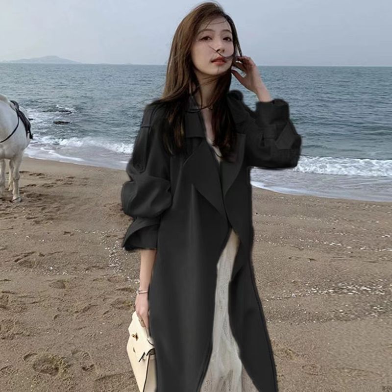 风衣感垂2025早春风衣长款韩风流行气质高个子白色外套女春秋|undefined