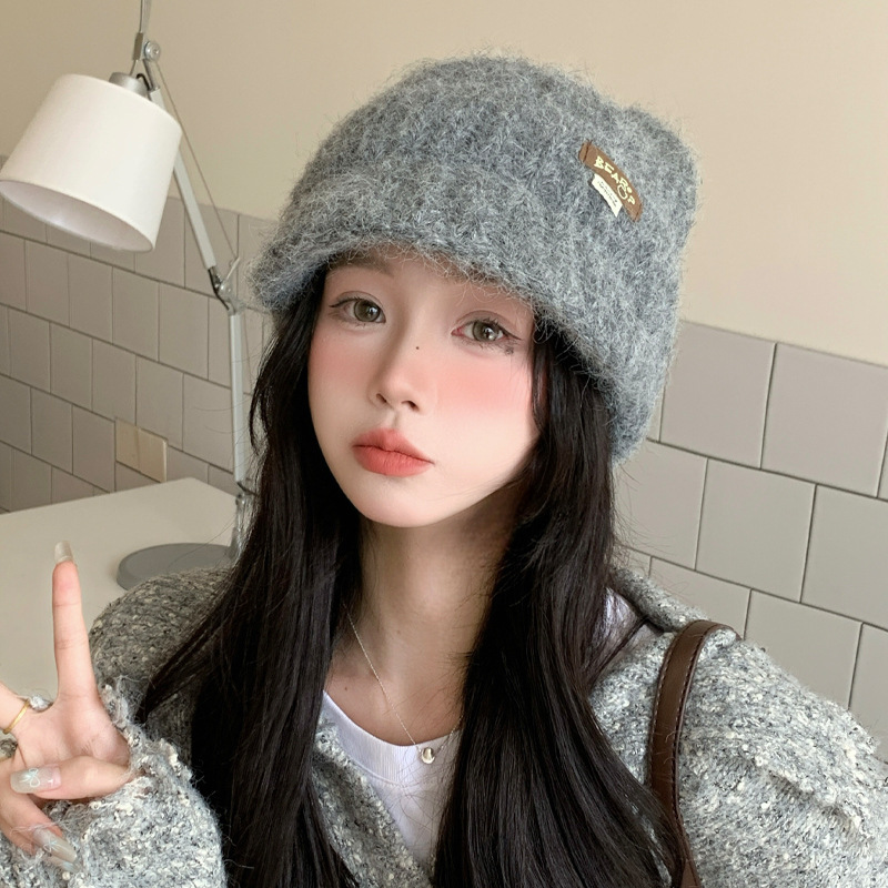 帽子女秋冬季百搭针织毛线帽户外出行防风保暖帽时尚休闲包头帽韩|undefined