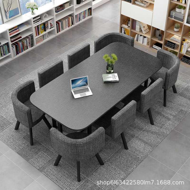 Reunión de oficina rectangular celebridad en línea Recepción mesa y silla de ocio combinación de capacitación sala de estar mesa de comedor doméstica 6 personas