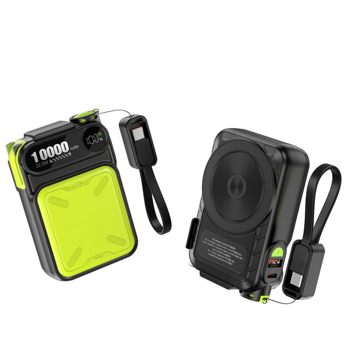 Hp12 Lanyard Power Bank Ac Wall Plug Fast Charging Power Bank Comes with Cable Portable Mobile Power Supply 10000 Mah