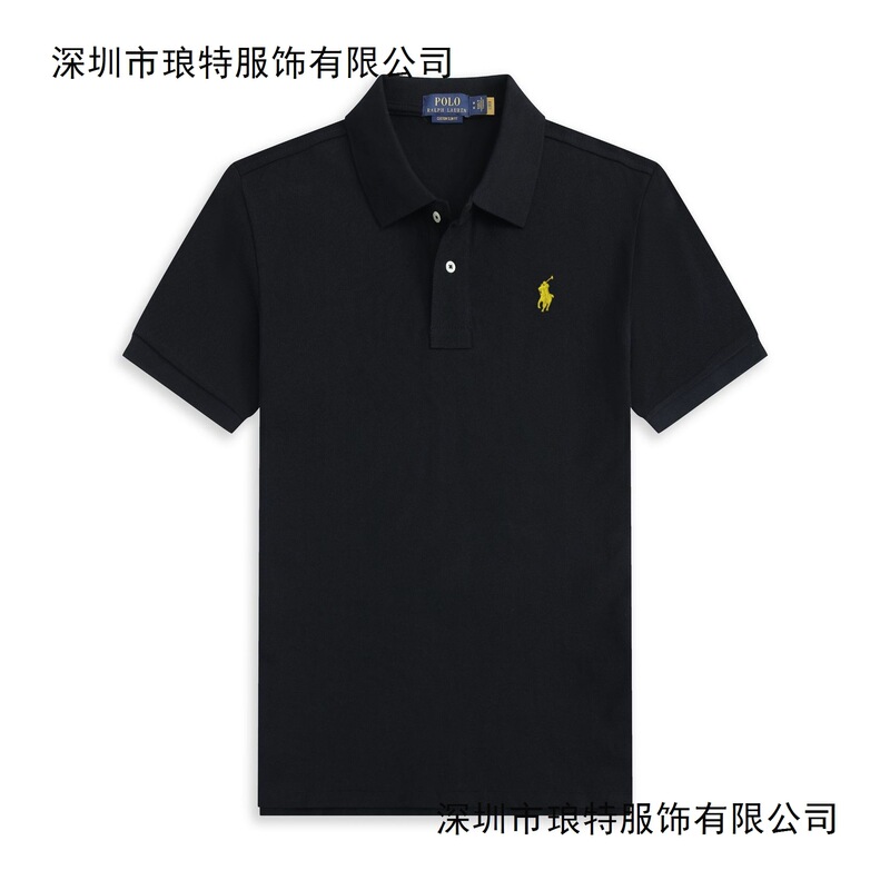 Cross-Border Men's Short-Sleeve European Size Ralph Lauren Embroidered T-Shirt Men's Polo Shirt with Small Horse Logo