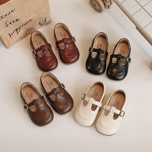Korean Style Children's Shoes 2025 Spring and Autumn Children's Mary Jane Solid Color All-Match Mori Leather Shoes Soft Sole College Style Baby Shoes