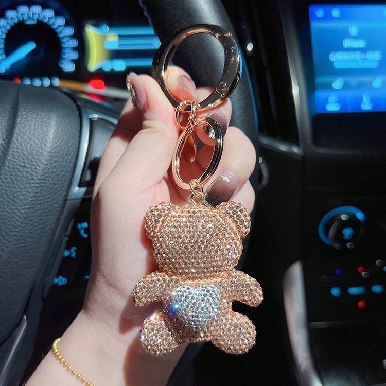 73g Weight Bag Pendant, Keychain Classification 1 Piece Quantity Daily Occasion Alloy, Plush Material Bear, Heart Shape Pattern Women's Gender Cute, Modern Style, Classic Style Style 1 Piece Cute Modern Style Classic Style Bear Heart Shape Alloy Plush Women's Bag Pendant Keychain 9
