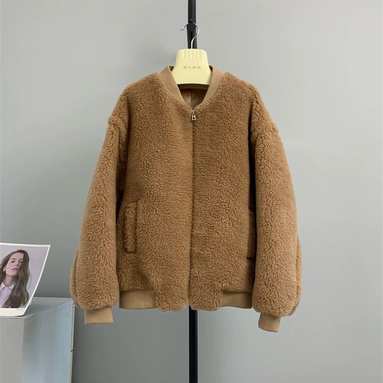 Teddy aviator jacket, composite fur coat for women, short lamb wool fur, autumn and winter sheepskin shearling W54 Teddy aviator jacket, composite fur coat for women, short lamb wool fur, autumn and winter sheepskin shearling W54