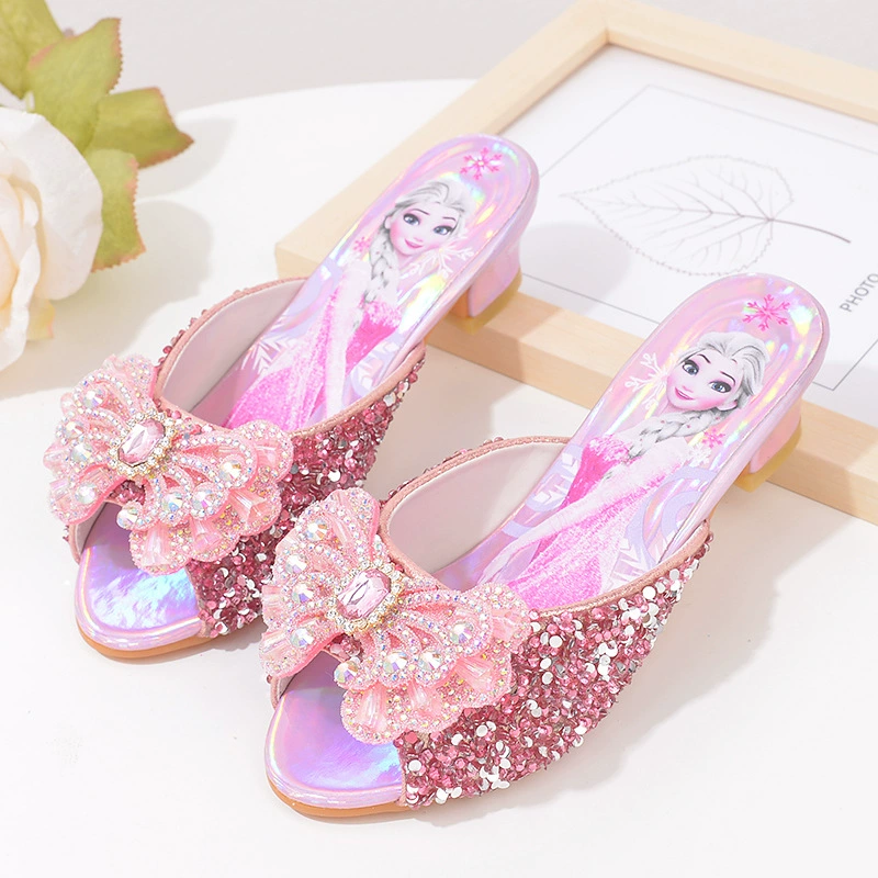 Замороженные Asha хрустальные туфли летние девочки сандалии тапочки новый страз бабочка детские сандалии на каблуках принцесса