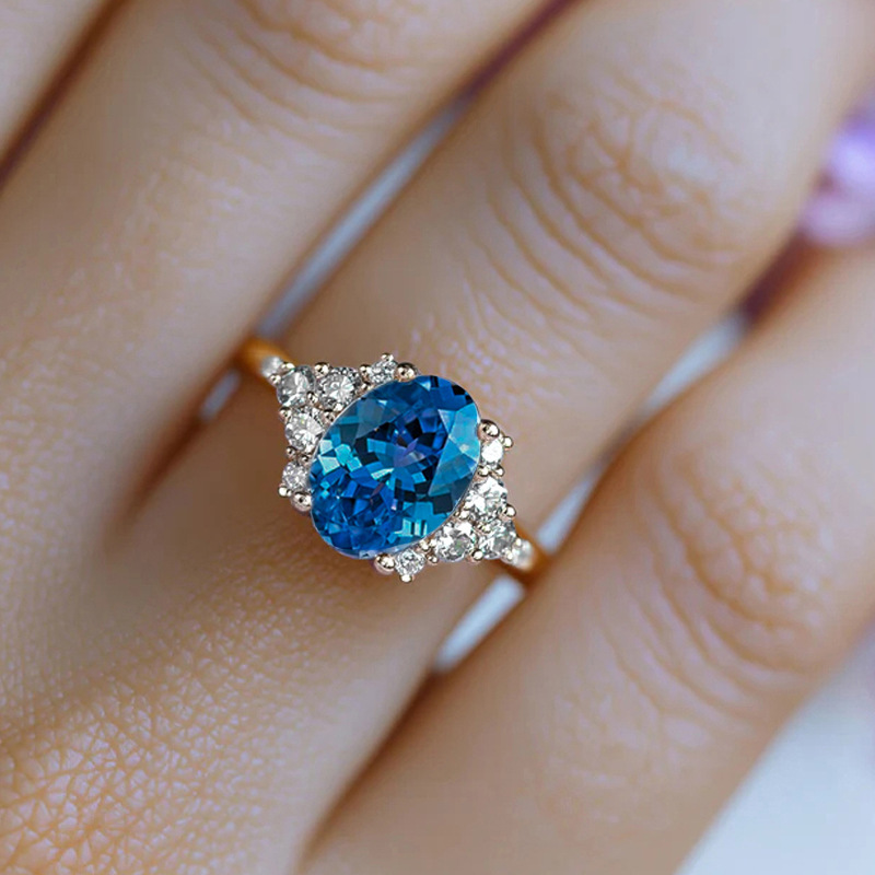 Ocean Style Imitation Sapphire Transparent Ring For Women_voghion.com
