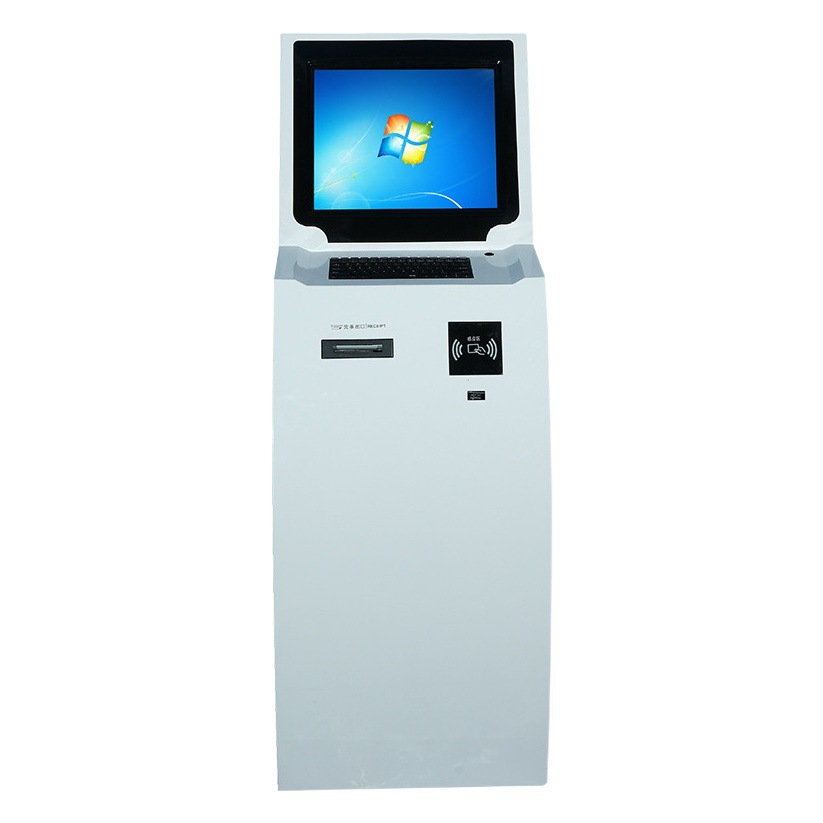 Máquina todo en uno de autoservicio para consultas de autoservicio Pantalla de máquina de tickets de cola inalámbrica vertical de piso de terminal