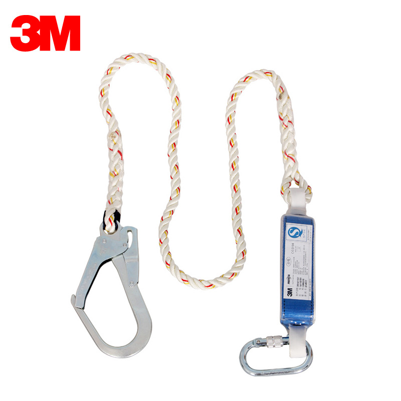 3M保泰特单钩减震式高空防坠落保险安全绳 建筑施工作业连接绳2米