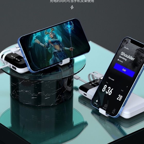 Factory Special 3C Certification 10000 mA Self-belt Line Support Fruit 15 One-to-three-line Thin Charging Treasure