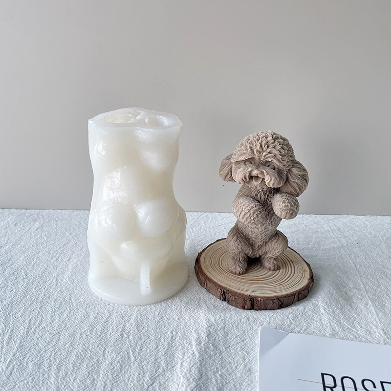Teddy Puppy vela molde de silicona caniche aromaterapia fragante piedra jabón herramienta de molienda DIY Teddy molde de yeso