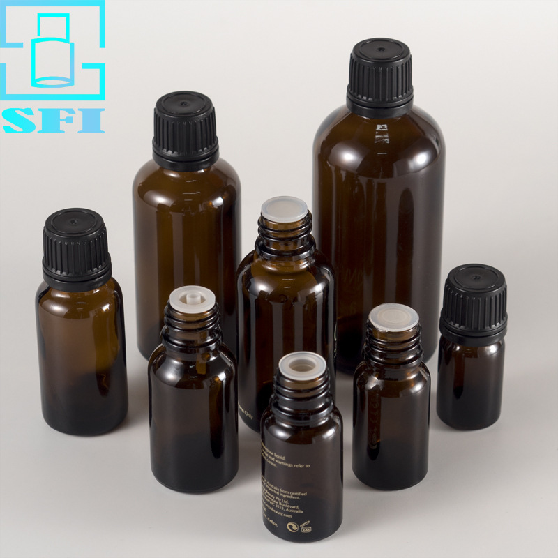 30ml 50ml 100ml 棕色玻璃滴瓶按摩油瓶精油瓶塑料防盗盖