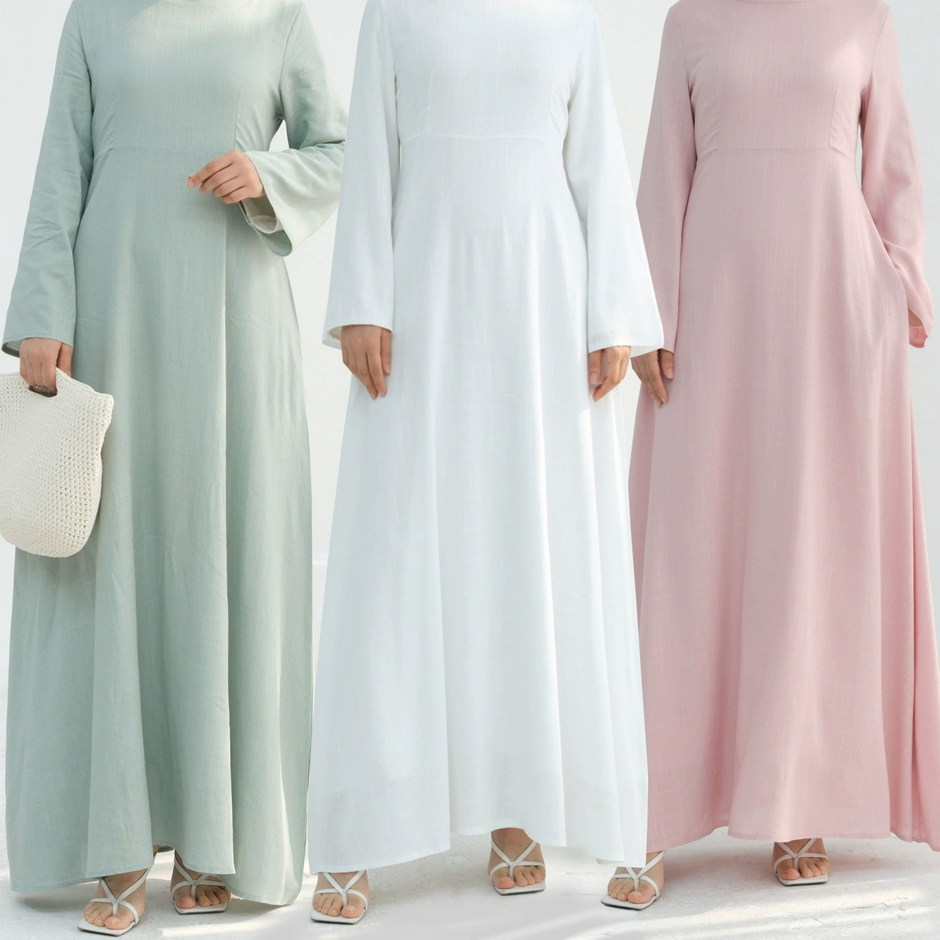 2025Loriya Дубай турецкий сплошной хлопок и льняная талия LR947