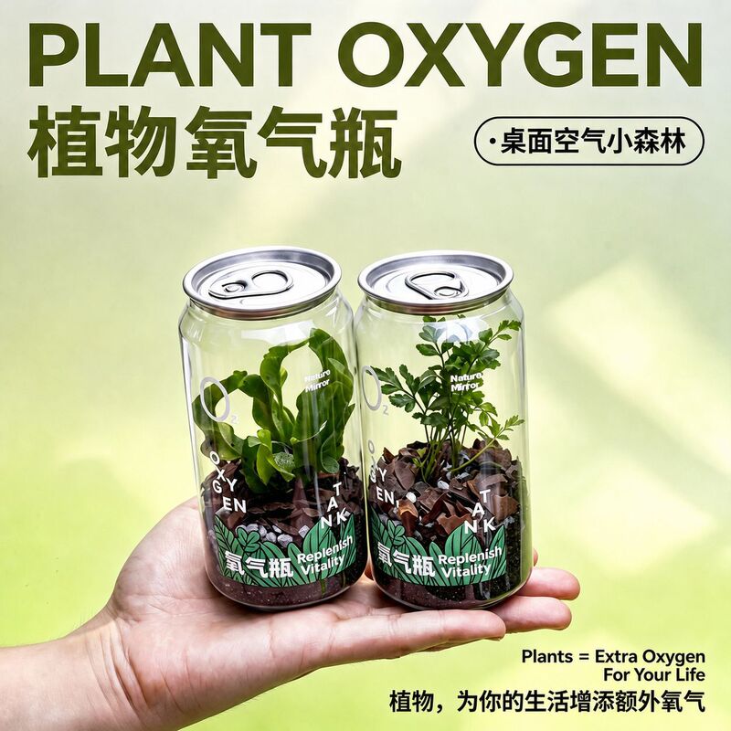 Oxygen bottle desktop micro-landscape plant, creative birthday gift, graduation office desk green plant, small potted ornament Oxygen bottle desktop micro-landscape plant, creative birthday gift, graduation office desk green plant, small potted ornament