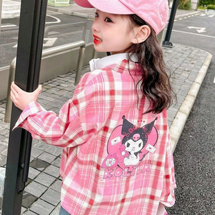 [1375 People Praise] Children's Plaid Shirt Girl's Foreign-style Autumn Shirt 2024 Spring and Autumn Middle and Big Children's Long